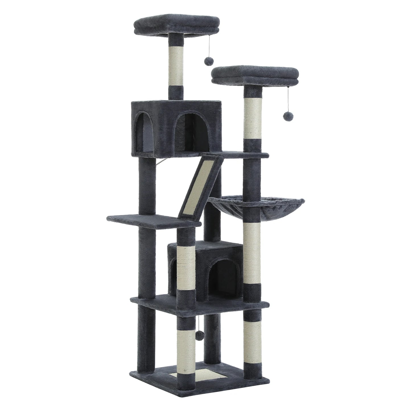 Large Multi-Level Plush Cat Tree with Condos - AMT0239DGY