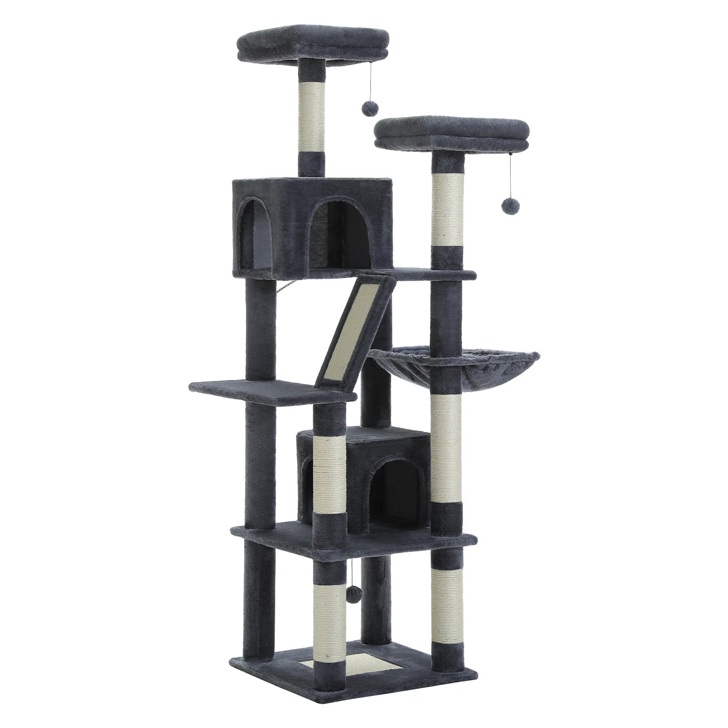 Large Multi-Level Plush Cat Tree with Condos - AMT0239DGY