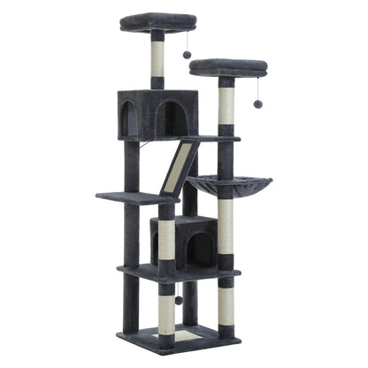 Large Multi-Level Plush Cat Tree with Condos - AMT0239DGY
