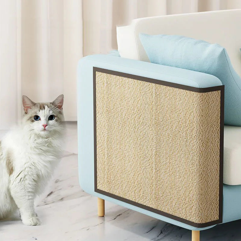 Natural Bamboo Cat Scratcher Mat for Furniture Protection - beige / 50x80cm