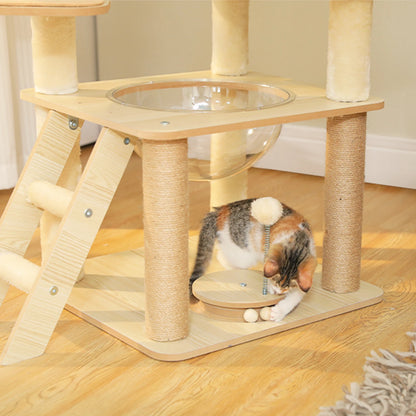 Multi-Level Wood Cat Tree with Hammock and Toys - view 19