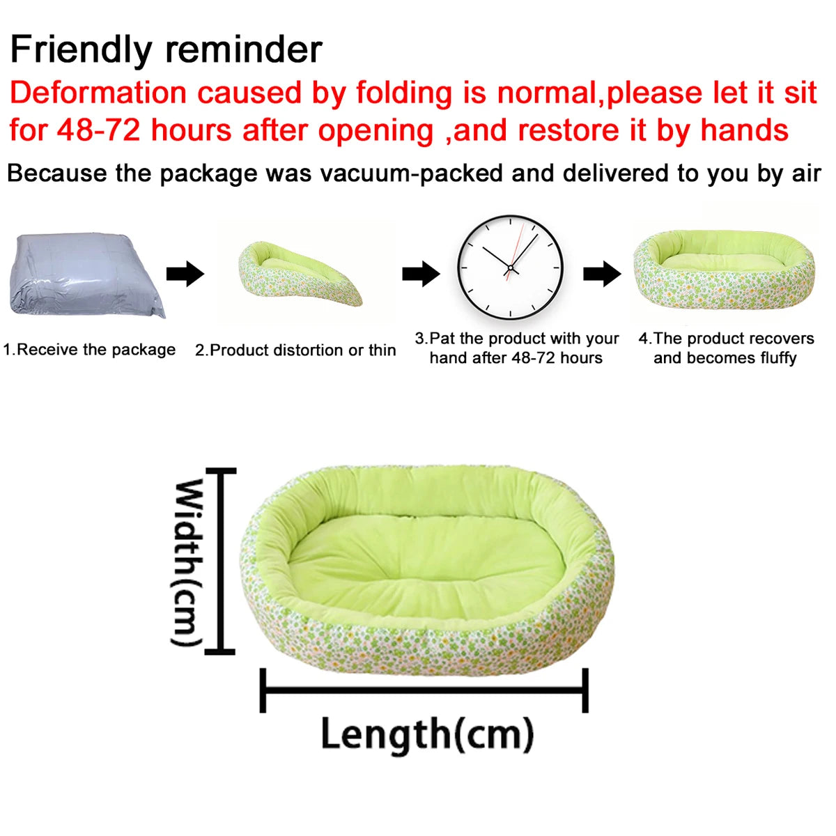 Floral All-Season Dog Bed for Small Breeds (4 Colors) - from above