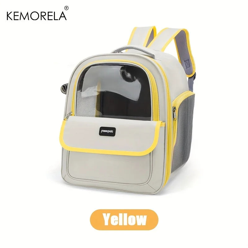 Breathable Mesh Pet Carrier Backpack for Dogs and Cats - Yellow