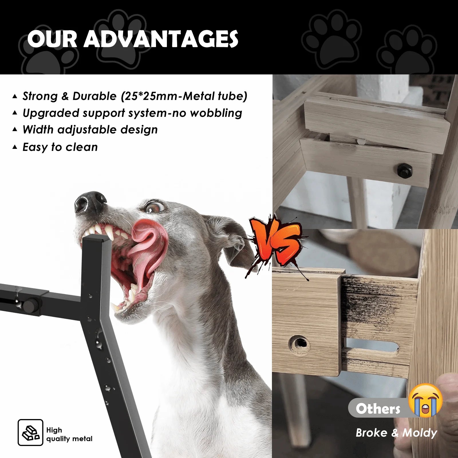 Metal Adjustable Raised Dog Bowl Stand for Large Dogs - from above