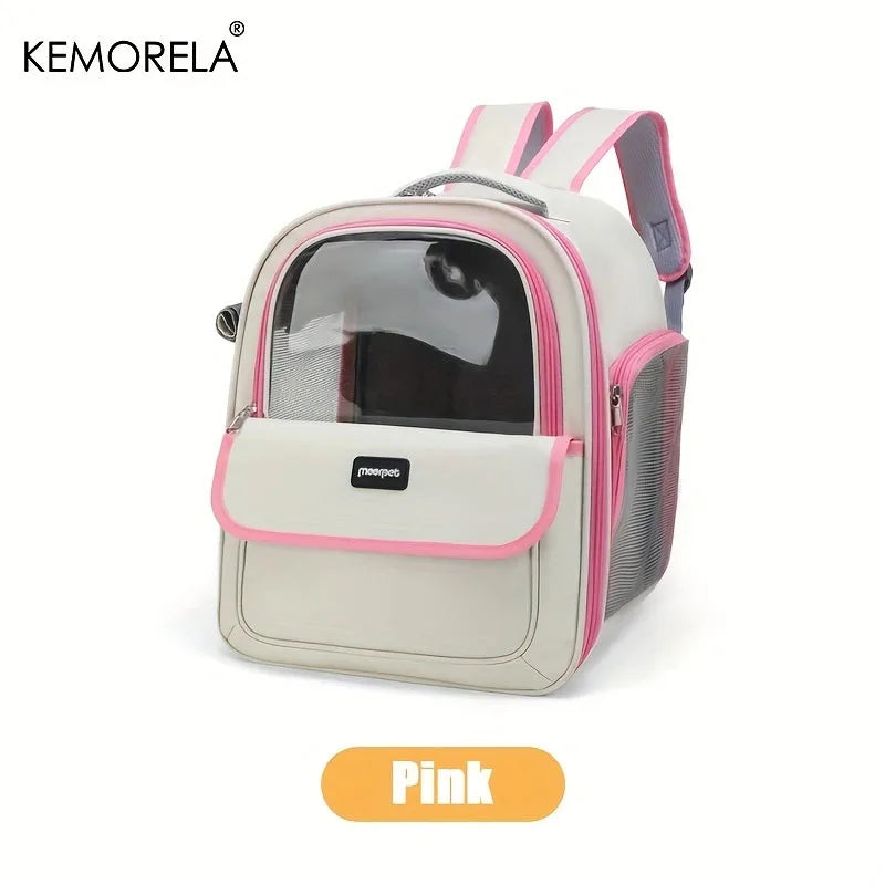 Breathable Mesh Pet Carrier Backpack for Dogs and Cats - Pink