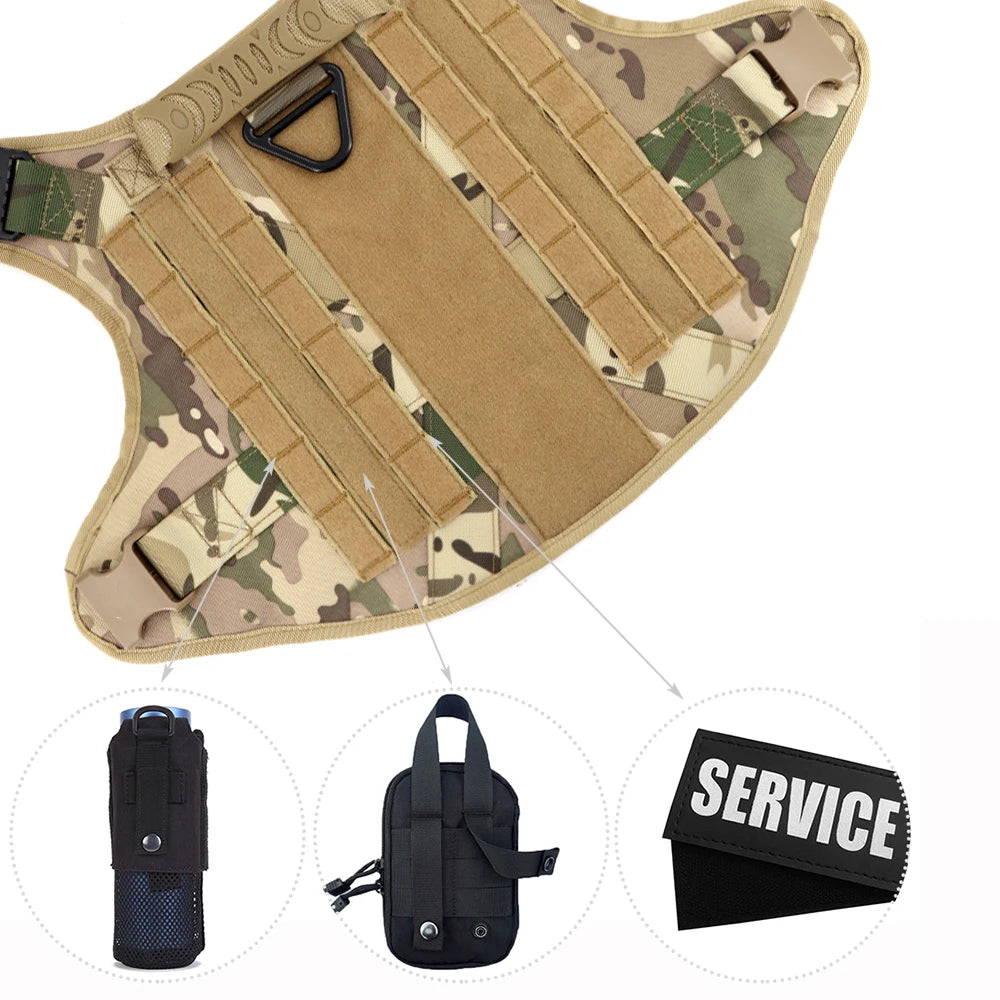 Tactical Military Dog Harness Set with Patches - close-up