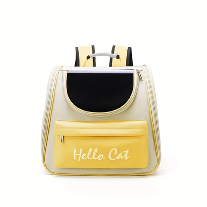 Collapsible Mesh Pet Backpack for Cats and Small Dogs - YELLOW