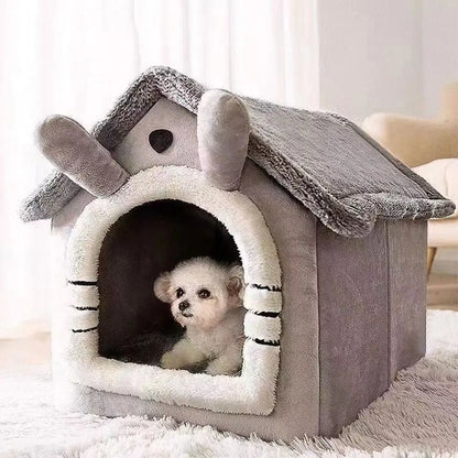 All-Season Removable Washable Dog House Bed - gray / L