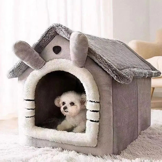 All-Season Removable Washable Dog House Bed - gray / L