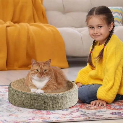 2-in-1 Oval Sisal Cat Scratcher and Bed - feature view