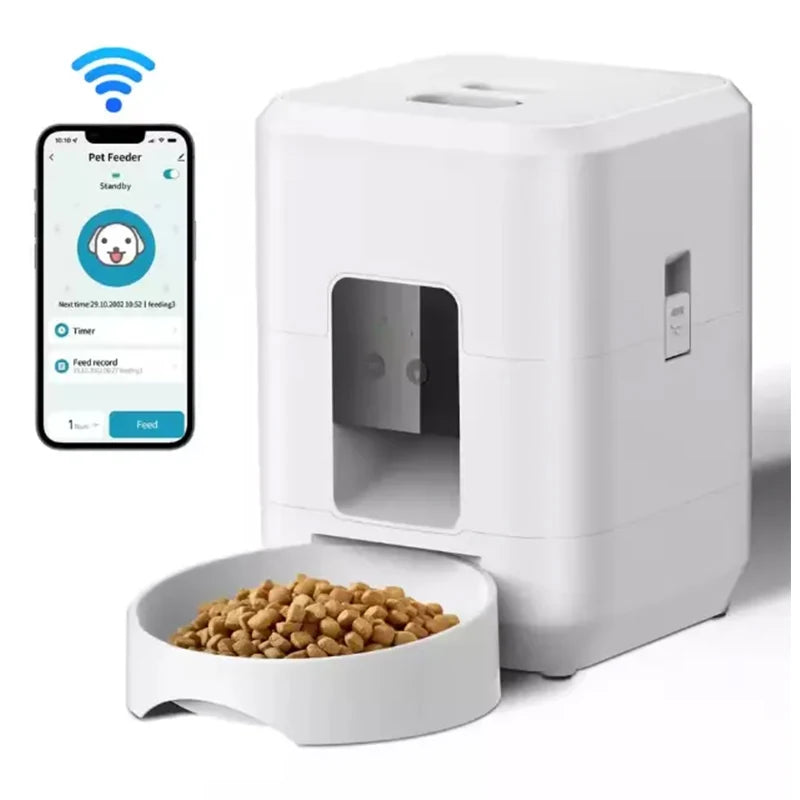 2L Programmable Auto Pet Feeder with Voice Recording - White-WIFI