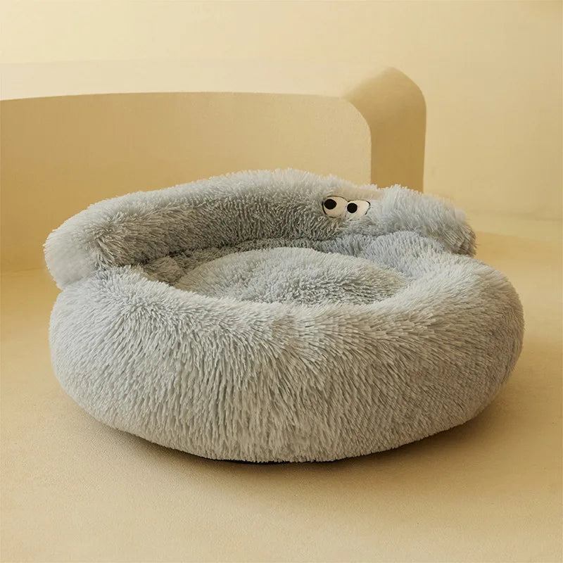 Warm Plush Cat and Dog Sleeping Nest - Little Monster Grey / 50x50cm