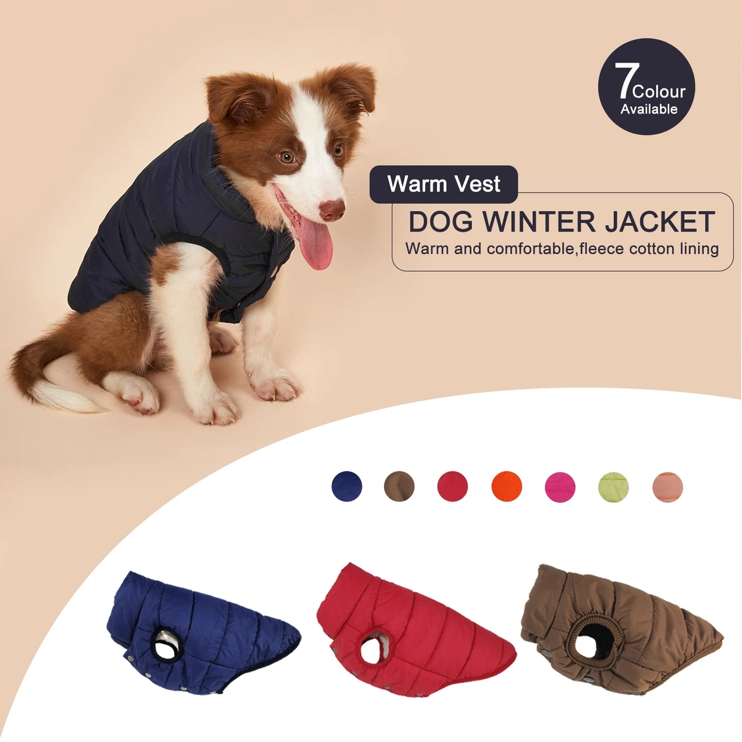 Cold-Proof Winter Dog Jacket with Fleece Lining - in use