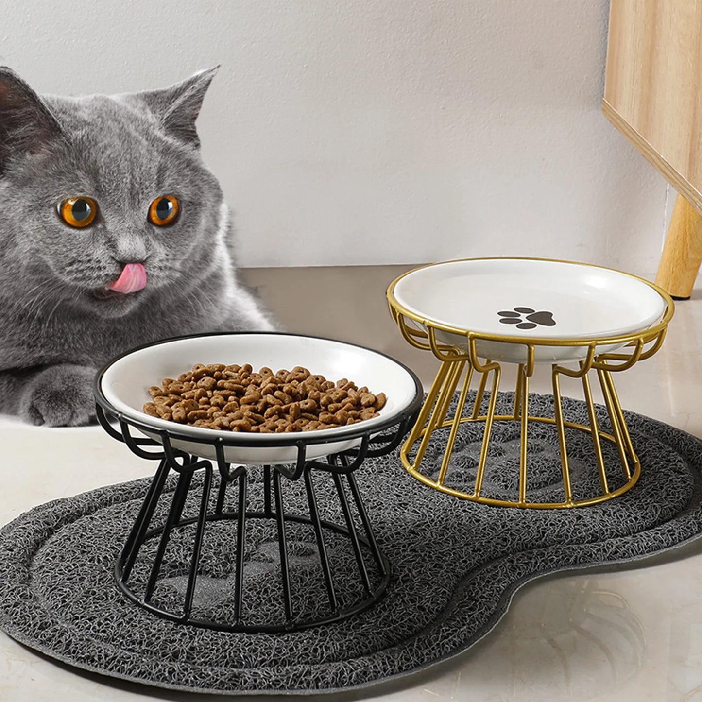 Ceramic Raised Pet Bowl with Stand - side view