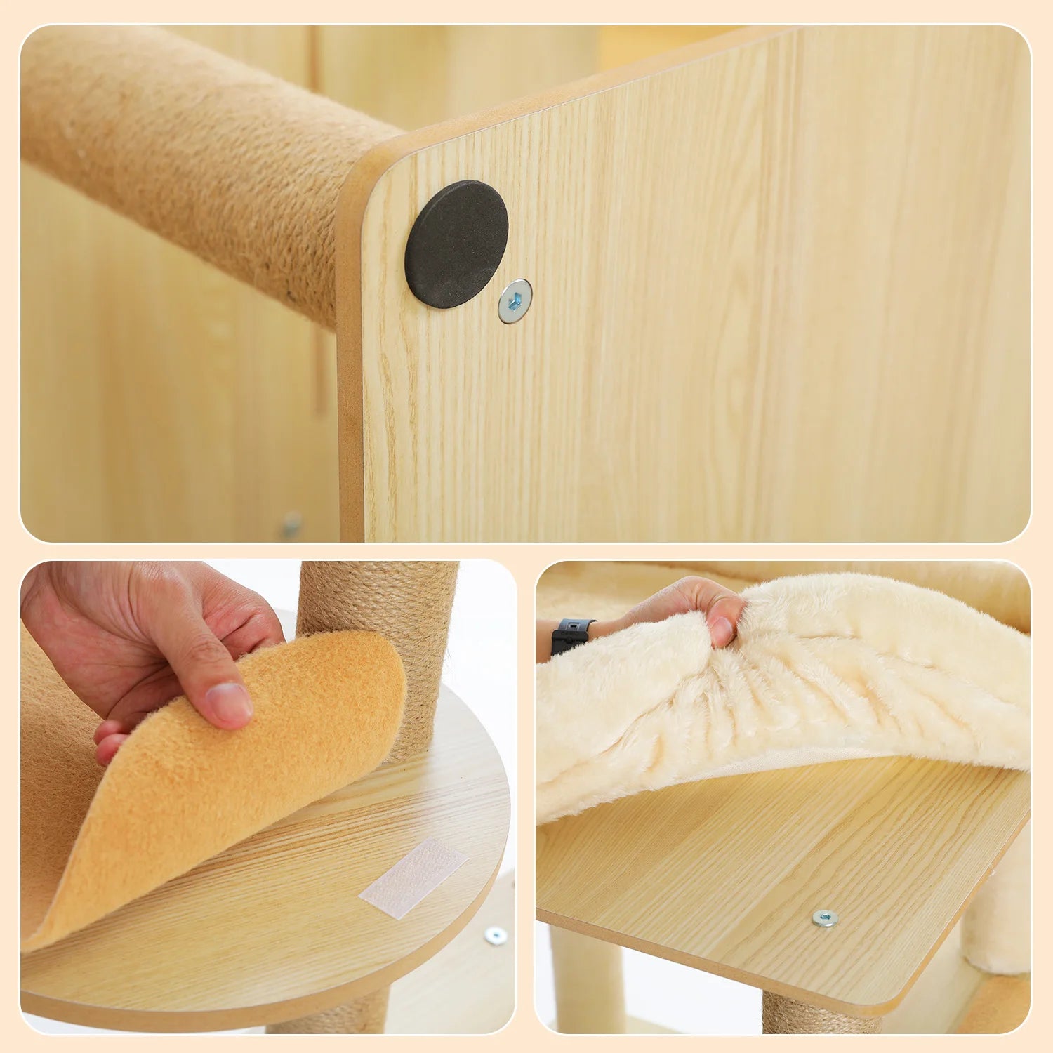 Multi-Level Wood Cat Tree with Hammock and Toys - view 12