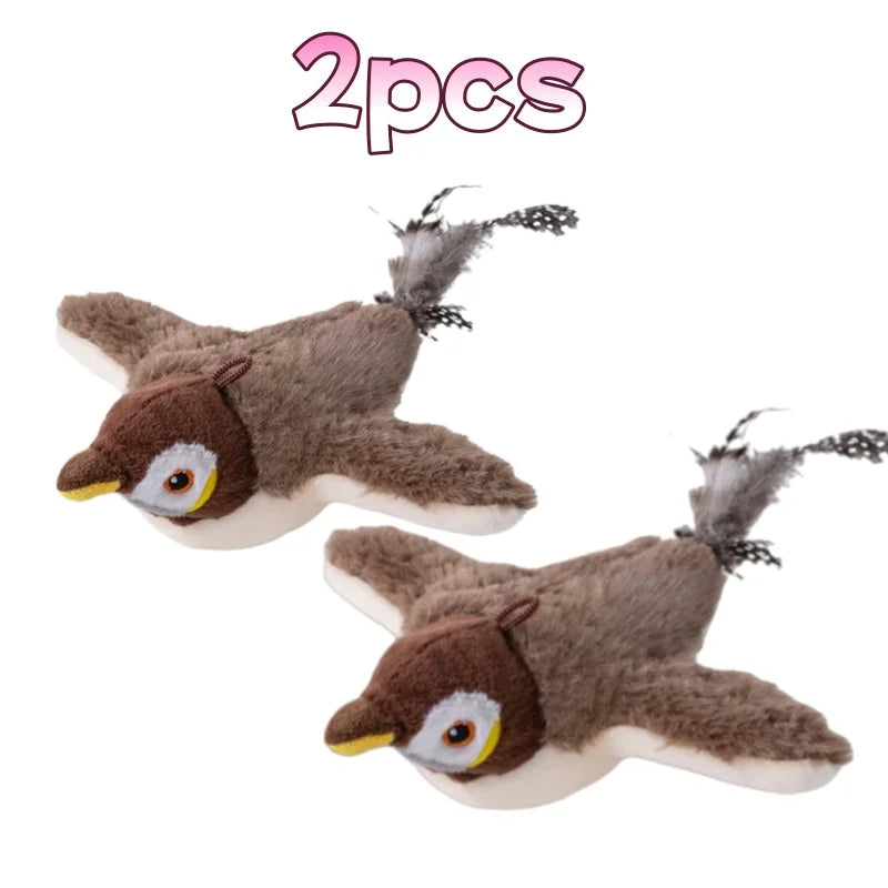 Touch-Activated Chirping Bird Cat Toy - 2pcs