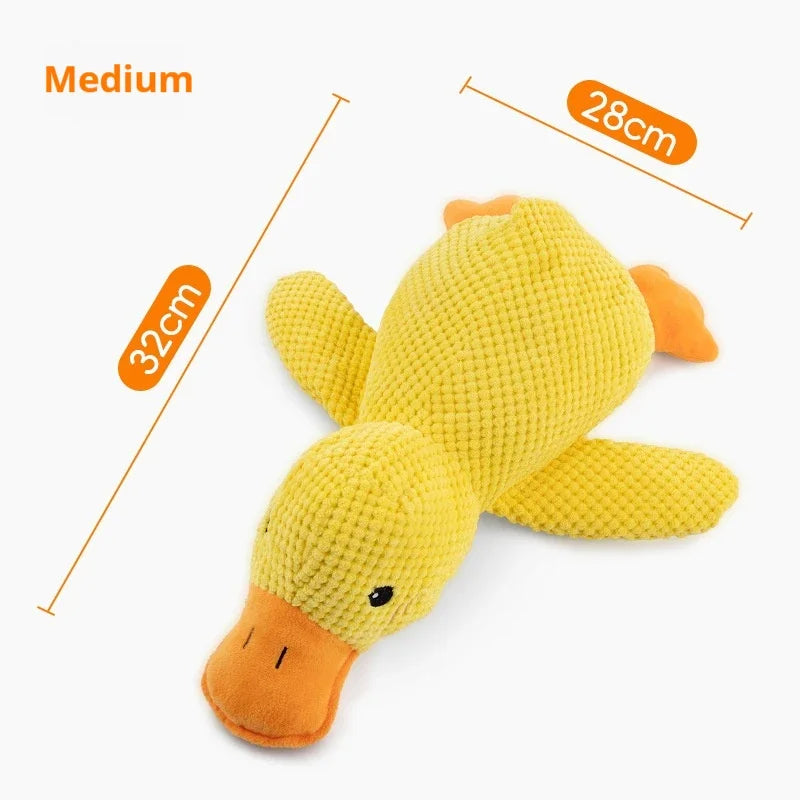 Plush Squeaky Duck Dog Companion Toy - in use
