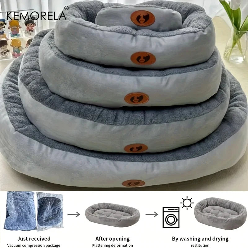 Cozy Oval Plush Snuggle Pet Bed - close-up