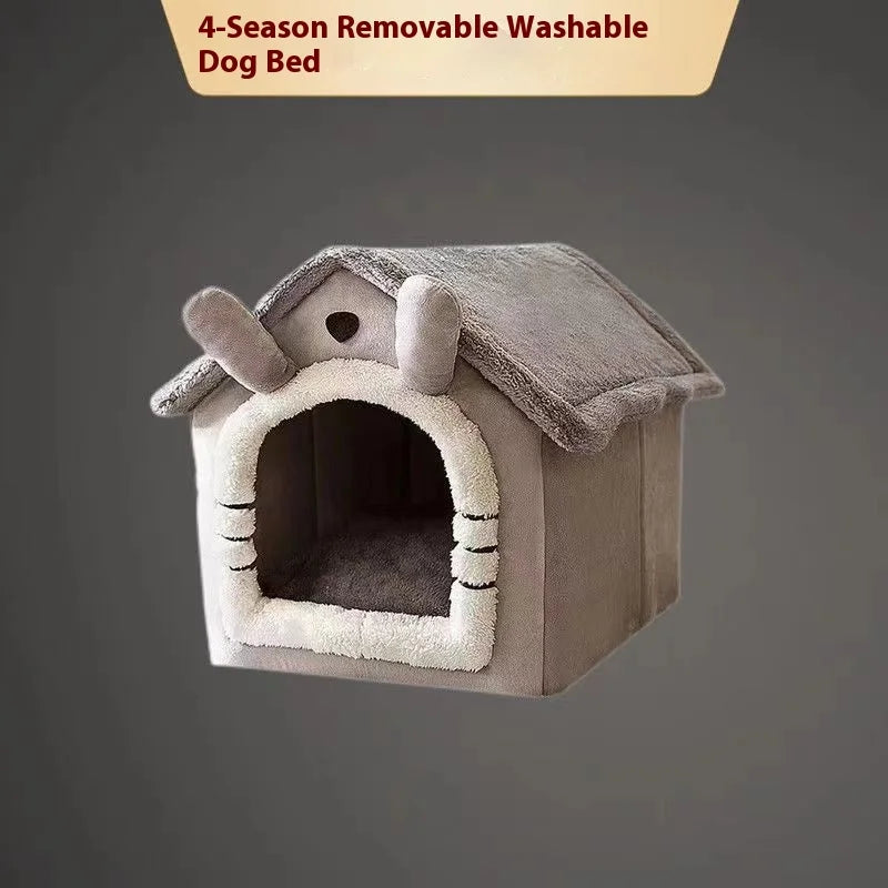 All-Season Removable Washable Dog House Bed - feature view