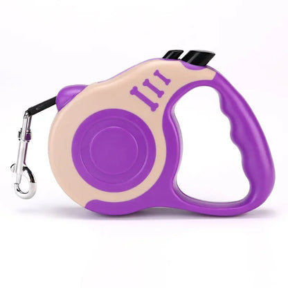 Retractable Dog Leash (3m or 5m) for Small to Medium Pets - Purple / 5M