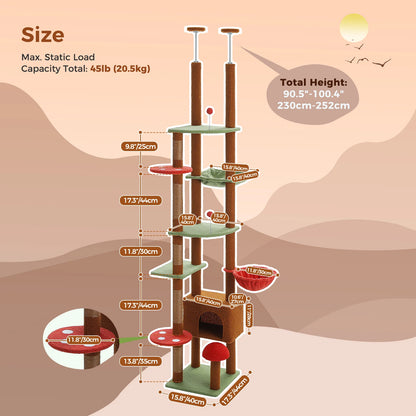 Height Adjustable Floor-to-Ceiling Cat Tree with Hammock - alternate angle