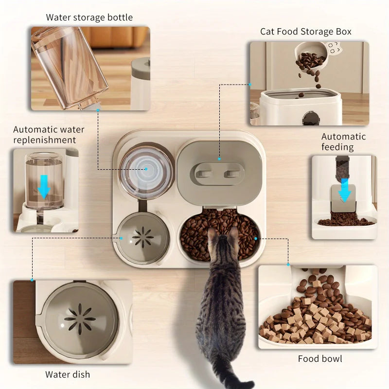 Spill-Proof Automatic Pet Feeder with Water Fountain - close-up
