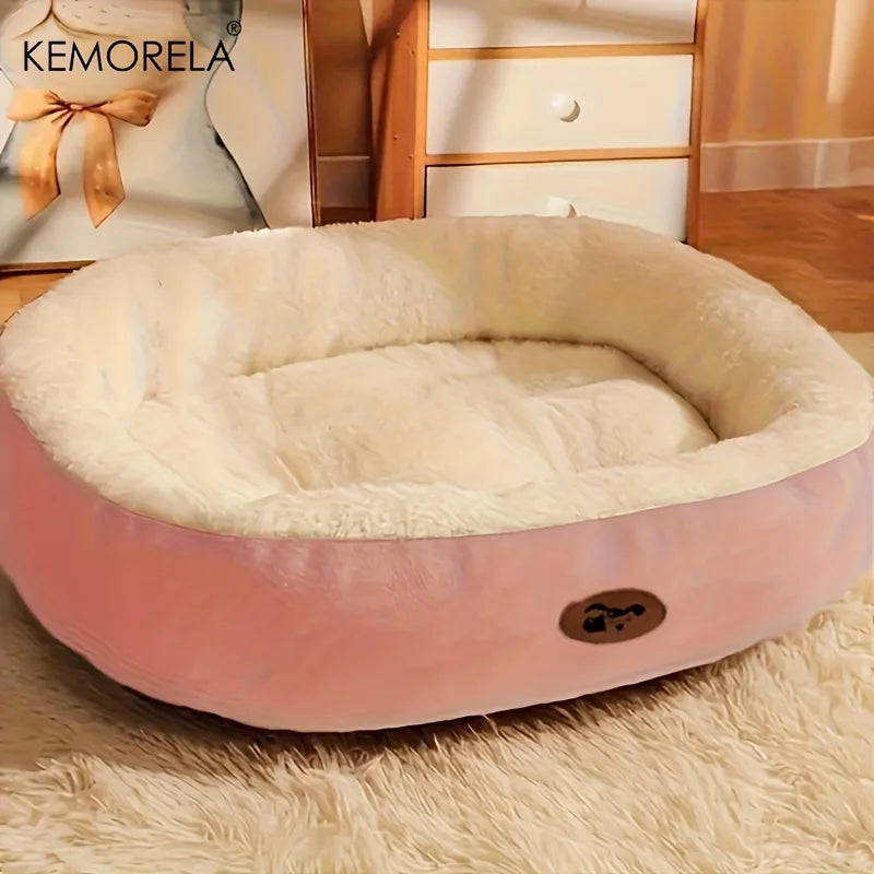 Cozy Oval Plush Snuggle Pet Bed - from above