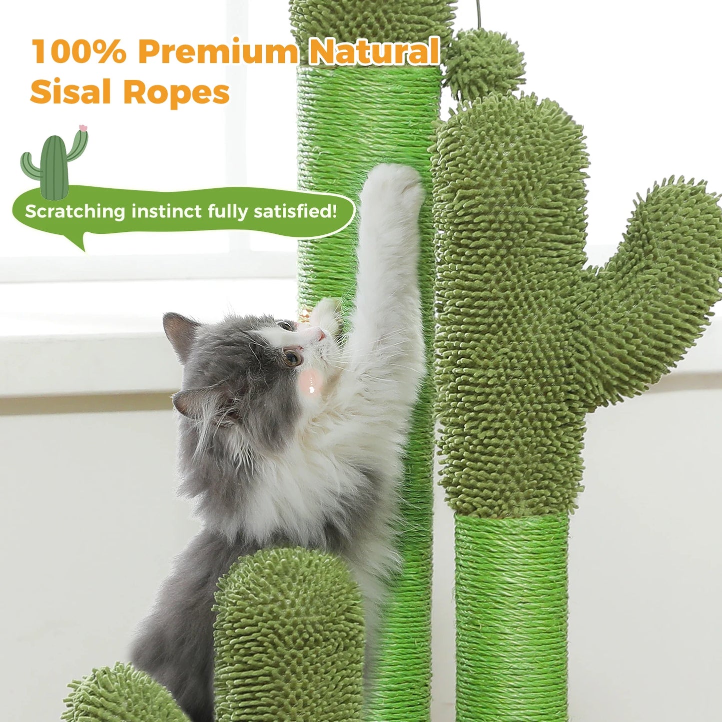 Cactus Cat Tree with Condo, Hammock and Toys - view 15