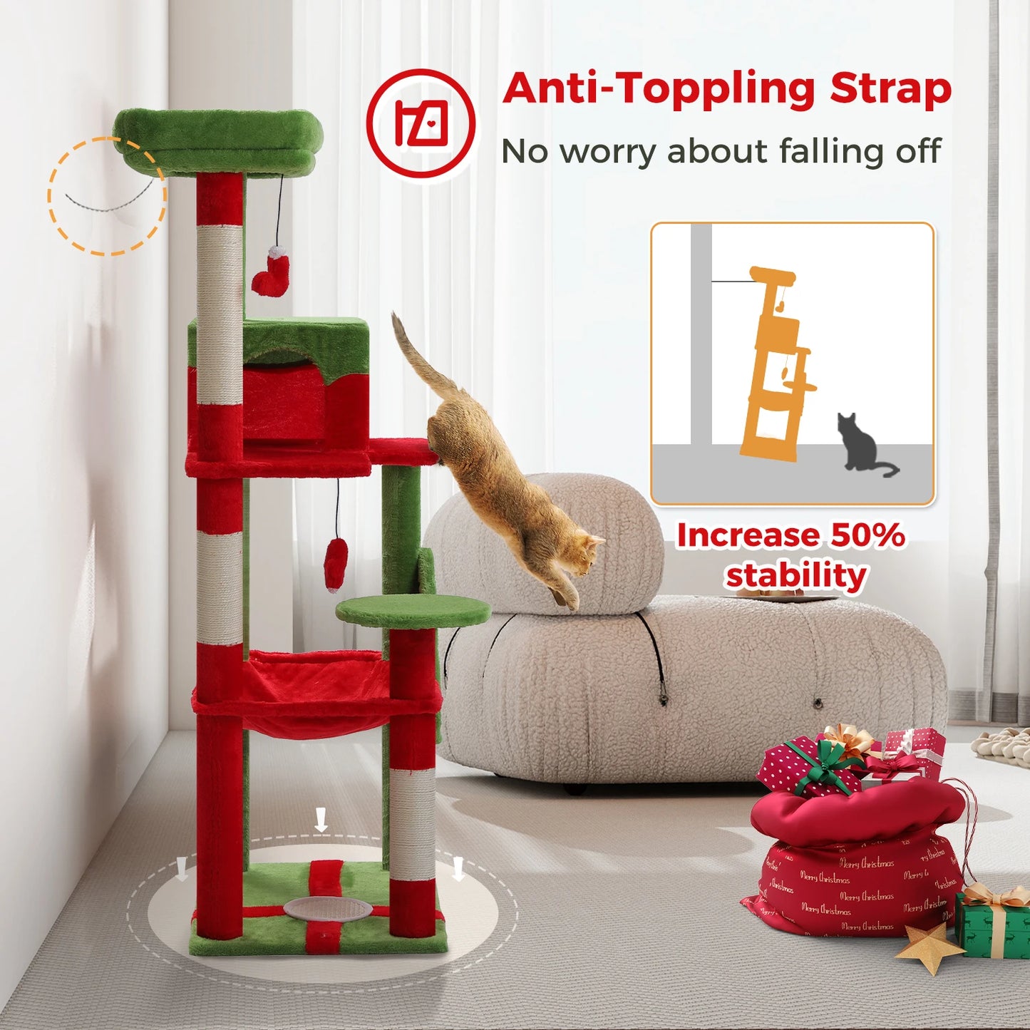 5-Level Cat Tree Tower for Large Cats with Hammock - view 28