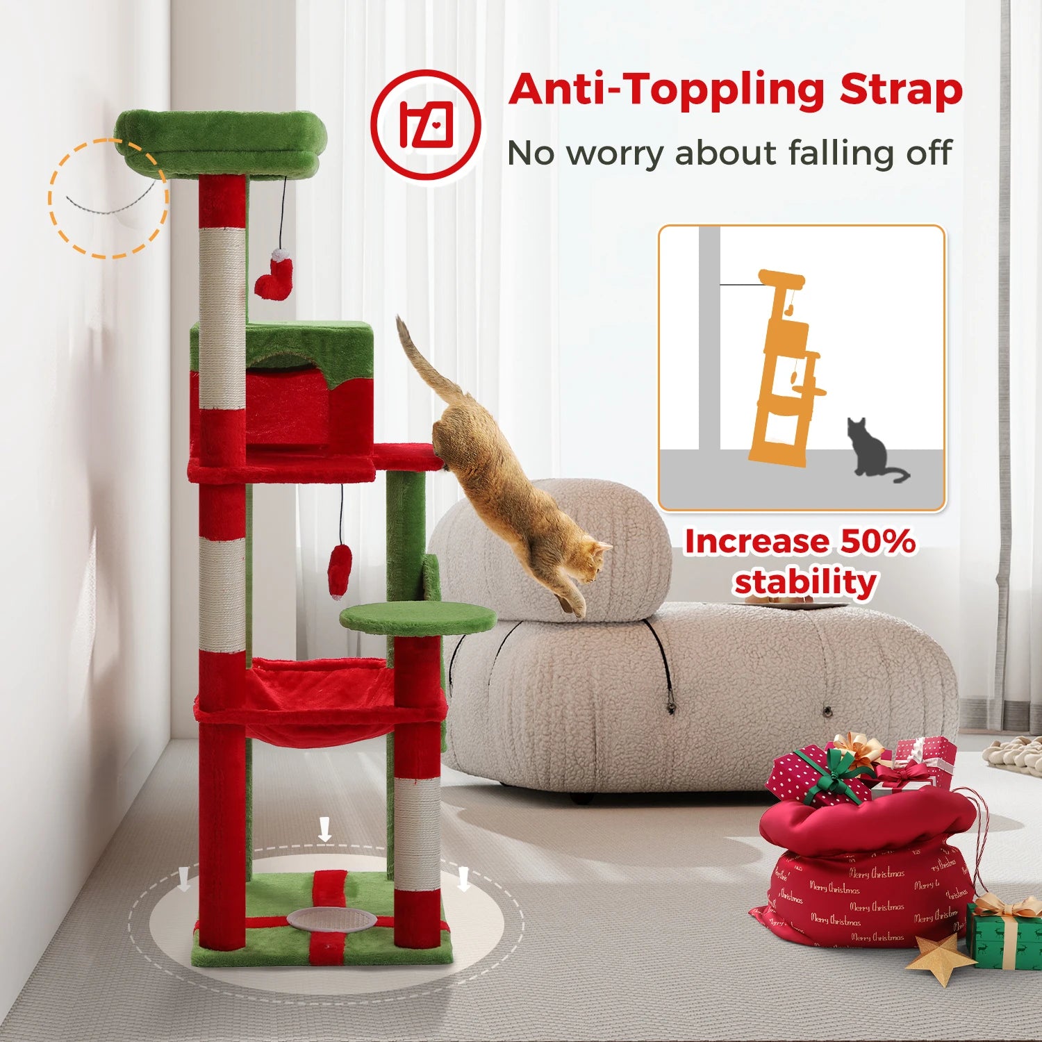 5-Level Cat Tree Tower for Large Cats with Hammock - view 28