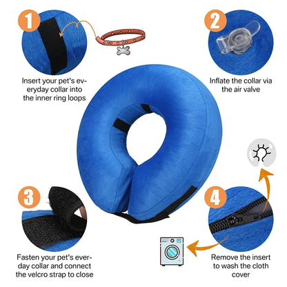 Inflatable Recovery Cone Collar for Dogs and Cats - close-up