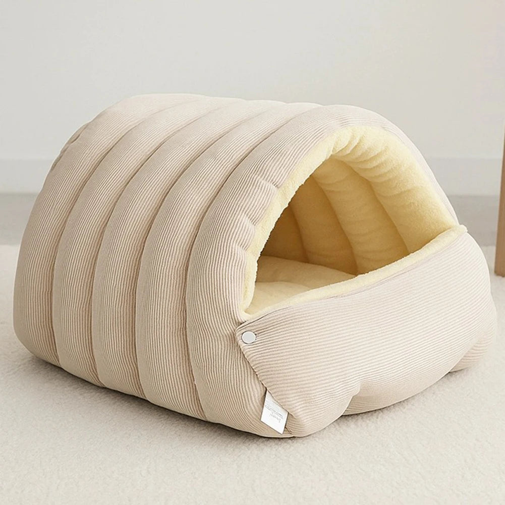 Warm Plush Winter Cat Cave Bed for Cozy Sleep - view 15