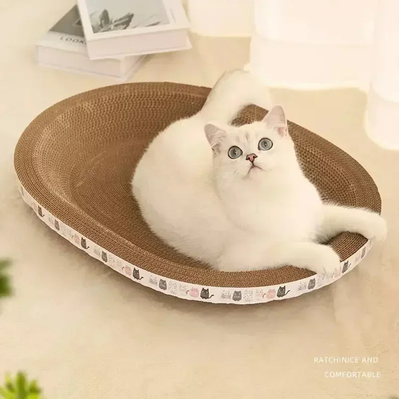 Corrugated Cardboard Cat Scratcher and Bed - close-up