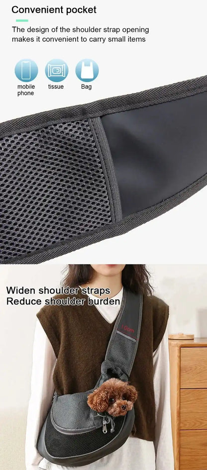 Cross-Body Mesh Pet Shoulder Bag for Cats and Small Dogs