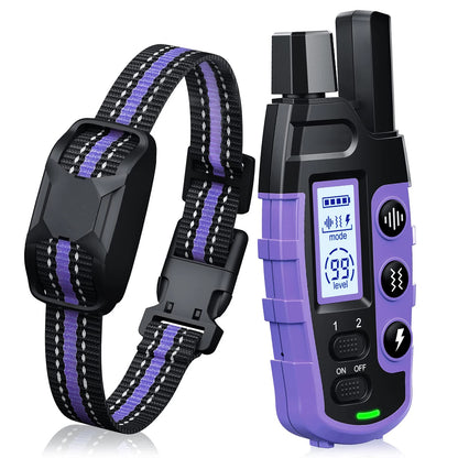 Waterproof Electric Dog Training Collar with Remote (3300ft Range) - For 1 Dog (Purple)