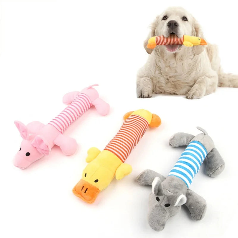 Plush Squeaky Animal Dog Toys (Elephant, Duck, Pig)