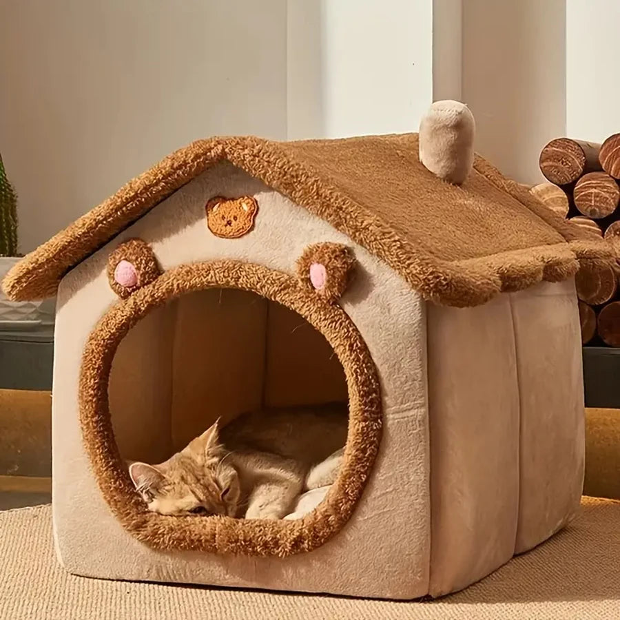 Foldable Washable Pet House Bed for Cats and Small Dogs