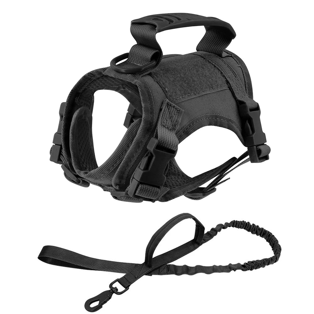 Tactical Escape-Proof Cat Harness with Control Handle - Black set