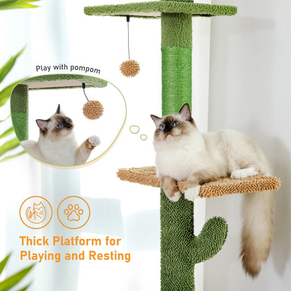 5-Tier Cactus Floor-to-Ceiling Cat Tree with Hammock - detail