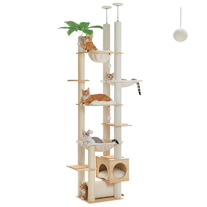 Height Adjustable Floor-to-Ceiling Cat Tree with Hammock - XL / AMT0296BG