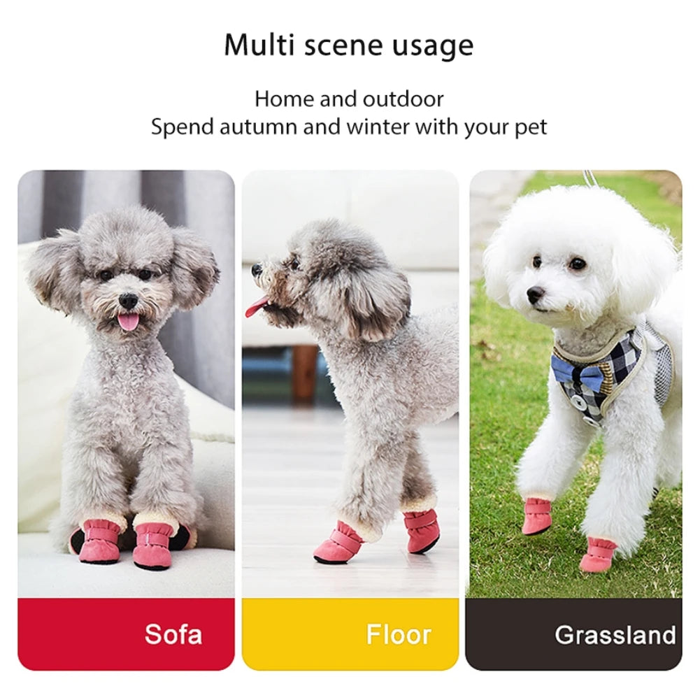 Plush Warm Anti-Slip Dog Boots and Socks (4 Pack) - from above