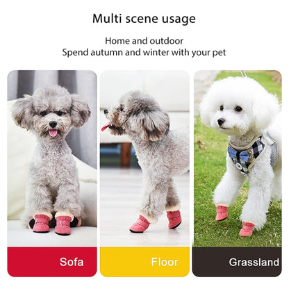 Plush Warm Anti-Slip Dog Boots and Socks (4 Pack) - from above