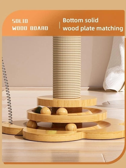 Wooden Cat Scratching Post with Turntable and Sisal Ball Toys - view 14
