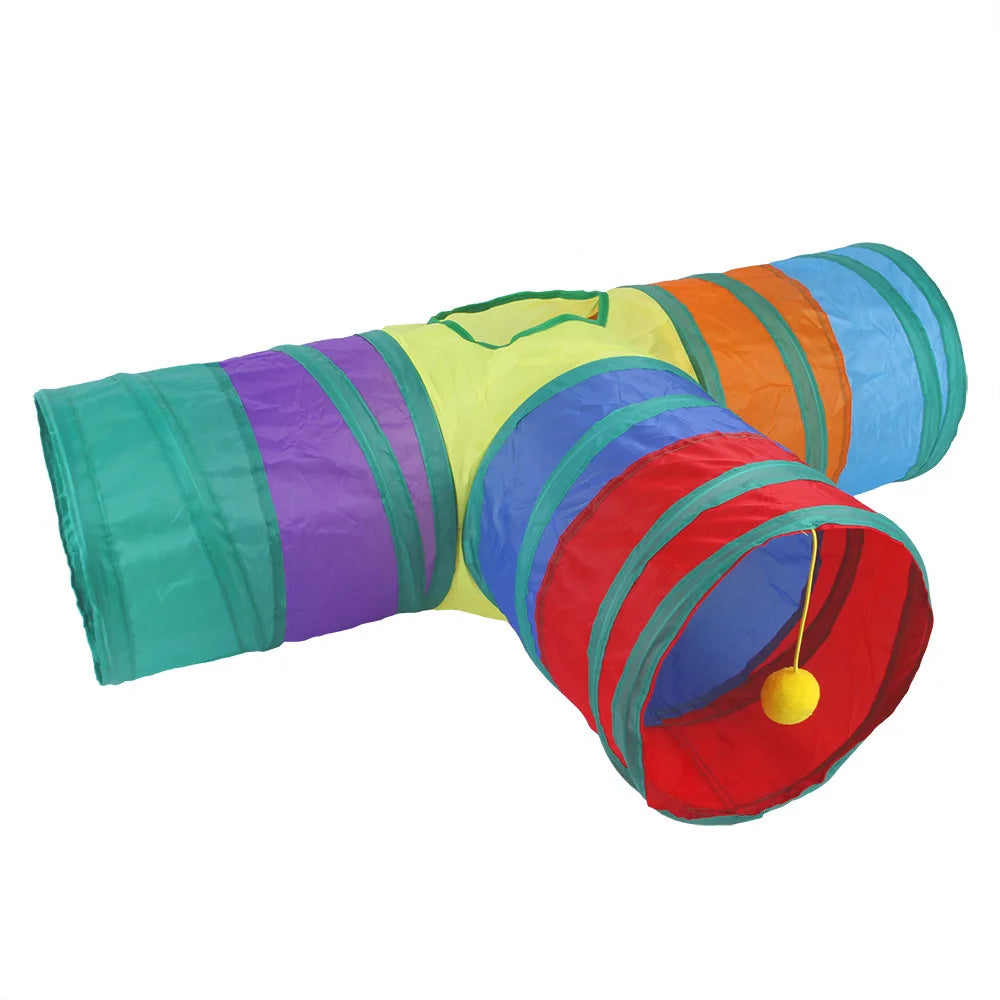 Foldable Cat Tunnel with Crinkle Paper for Indoor Play - Color T tunnels