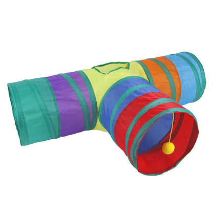 Foldable Cat Tunnel with Crinkle Paper for Indoor Play - Color T tunnels