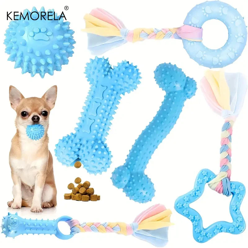 6-Piece Dog Chew Toy Set for Small and Medium Dogs - Blue