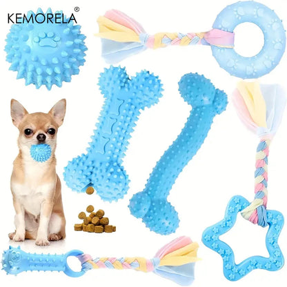 6-Piece Dog Chew Toy Set for Small and Medium Dogs - Blue
