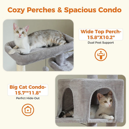 Large Multi-Level Plush Cat Tree with Condos - view 25
