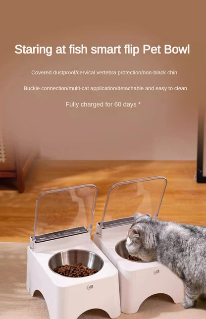 Smart Cat Food Bowl with Infrared Sensor Auto-Open Lid - feature view