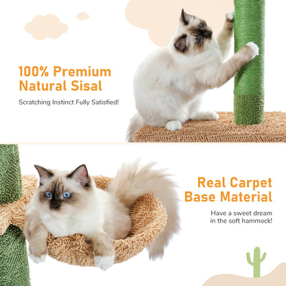 5-Tier Cactus Floor-to-Ceiling Cat Tree with Hammock - view 12